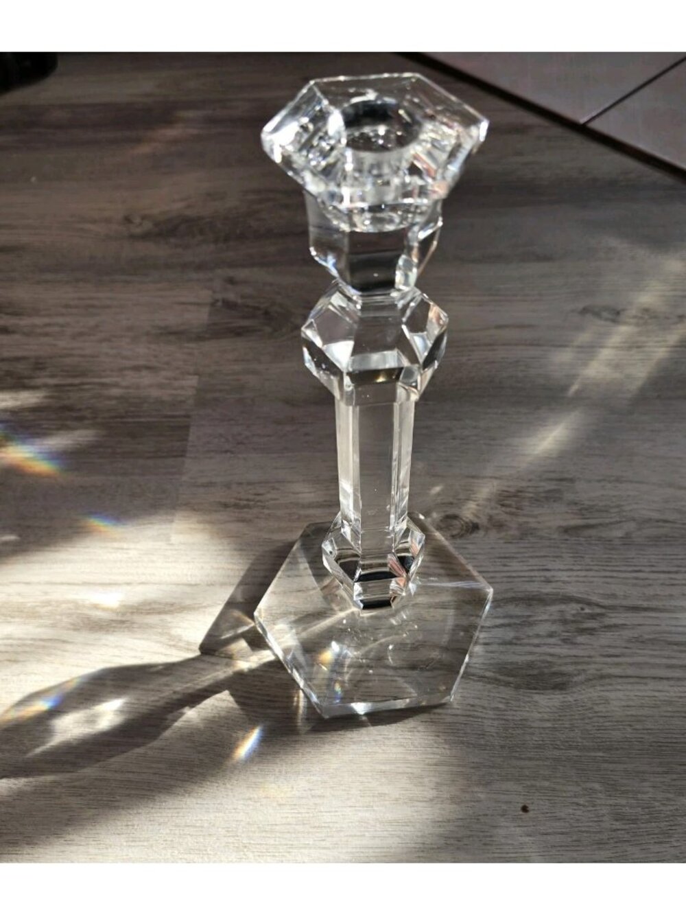 Val St Lambert Cut Crystal Candle Stick Holder 9.5” Elegant Tableware